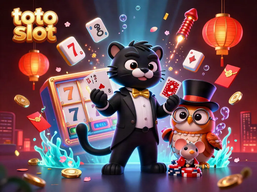 Experience the thrill of toto slot with stylish characters and energetic casino elements illustration.