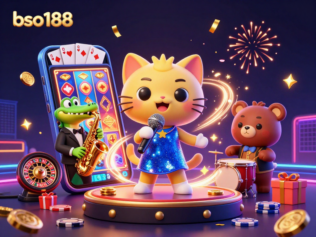 bso188 showcases thrilling casino action with a jazz-singer cat, a saxophonist crocodile, and a drum-playing bear.