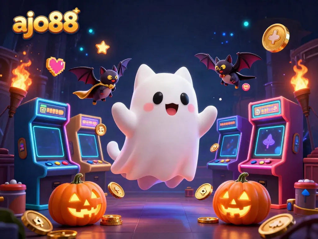 Menangkan jackpot di AJO88 dengan kucing hantu dan kelelawar vampir yang berpetualang di kasino.