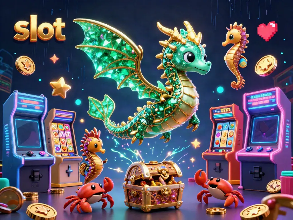 Engage with slot games featuring vibrant lucky 7s and fruit symbols in a dazzling 3D scene.