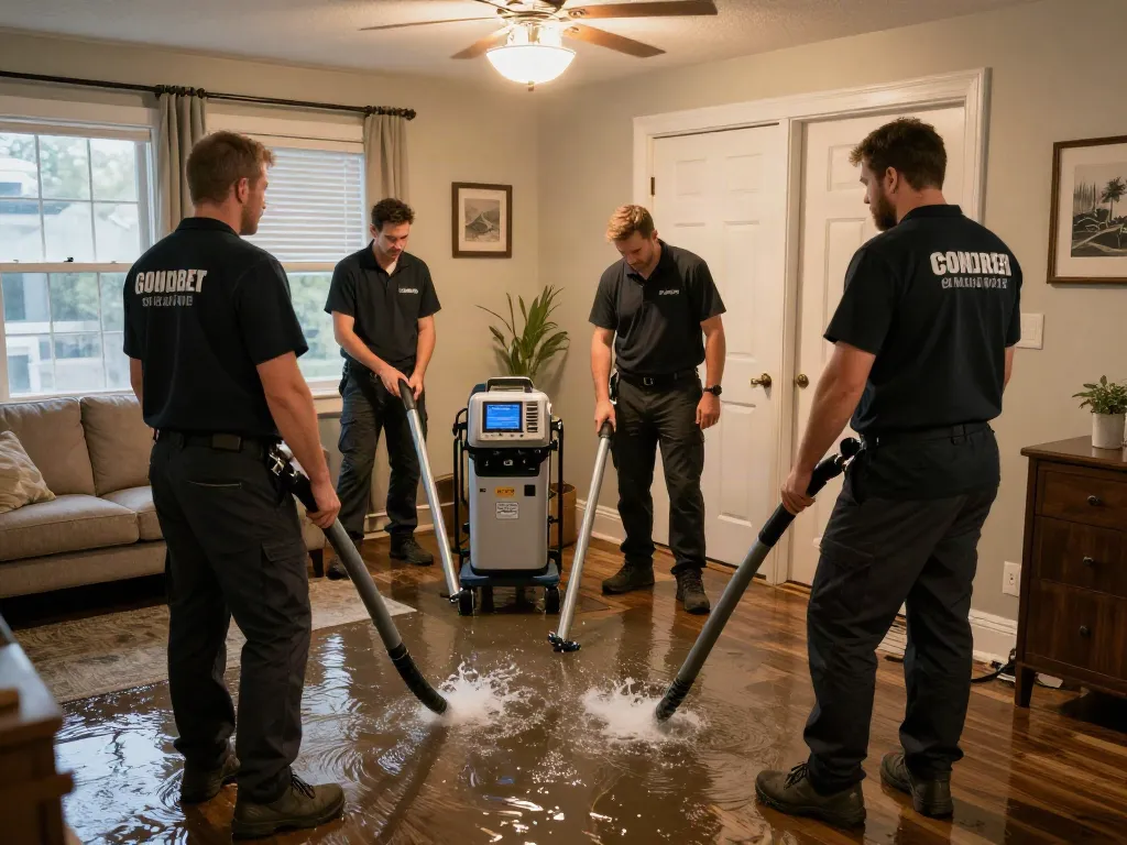 Expert water damage restoration Seattle service team working efficiently in a local home environment, trusted community providers.