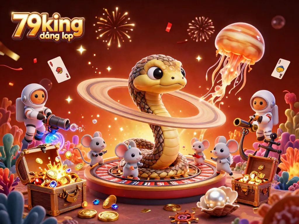 Experience thrilling 79king đăng nhập action with a vibrant cosmic casino scene featuring animated characters and iconic gambling symbols.