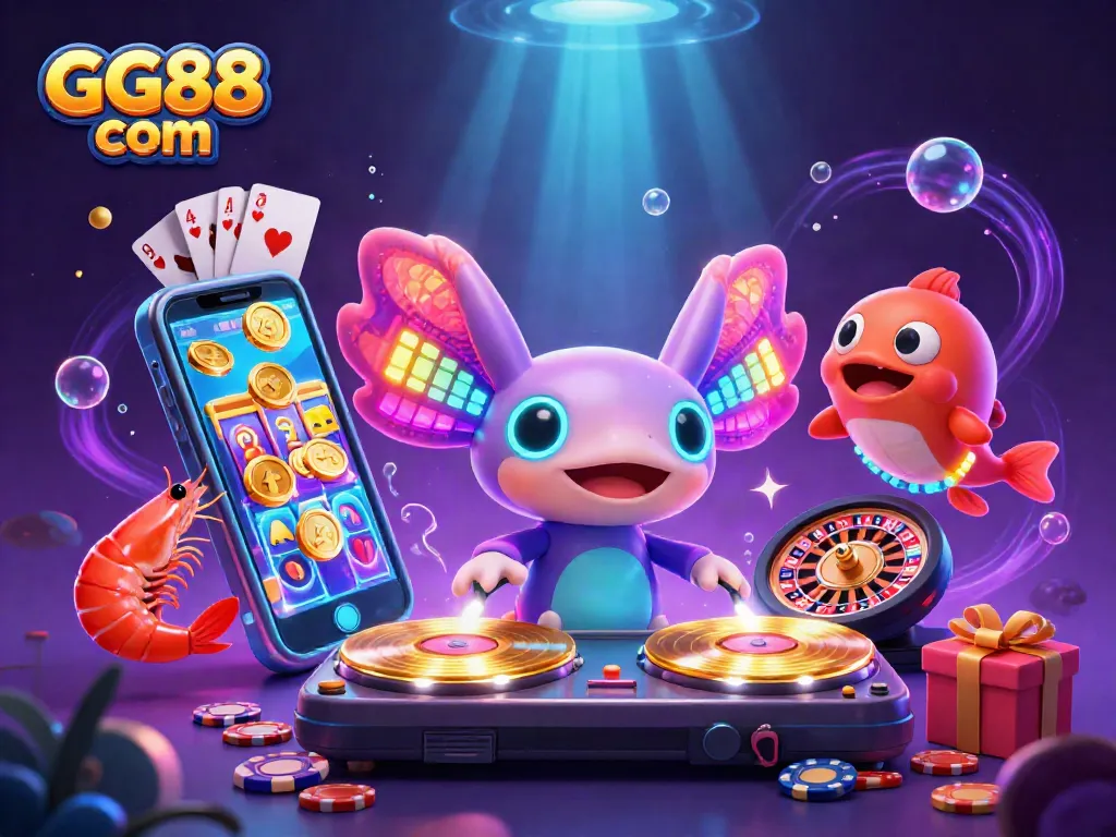Engage in vibrant gaming excitement at GG88 com with lively characters in a dynamic casino scene.
