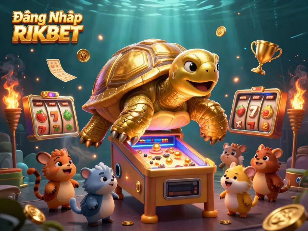 Engage in thrilling Đăng Nhập RIKBET experience with a vibrant casino scene full of exciting game elements and characters.