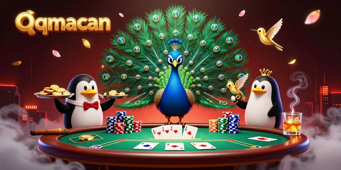 Experience the thrill of qqmacan with vibrant casino characters and dynamic poker elements.