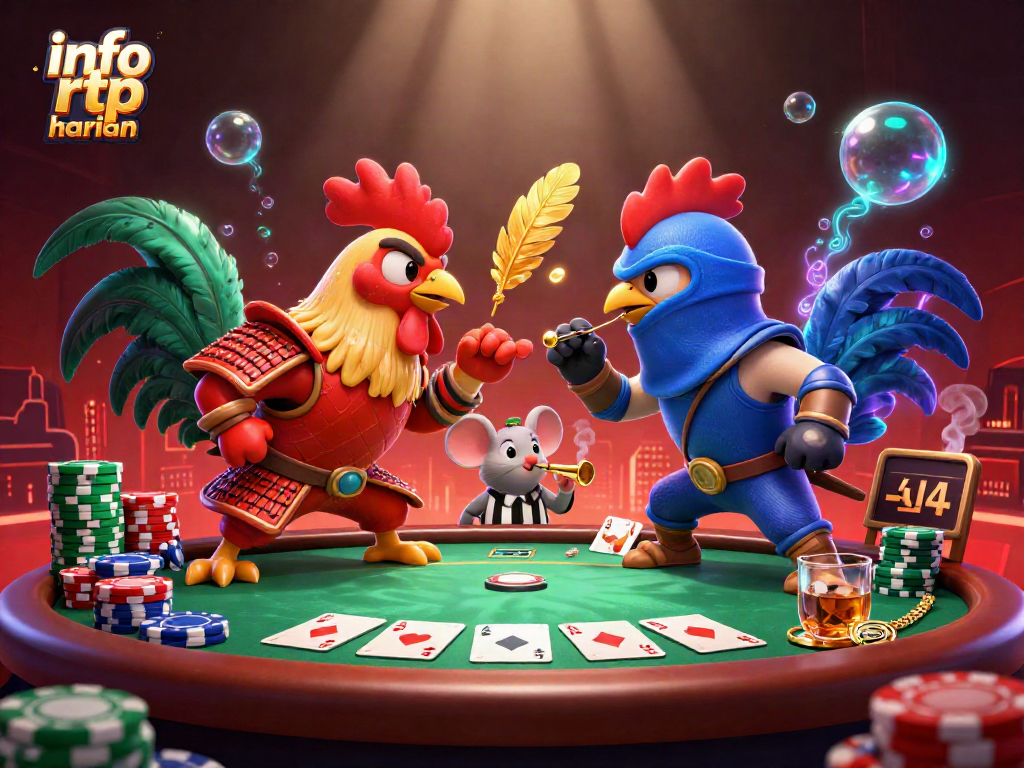 Engage with info rtp harian as twin roosters clash at a dynamic casino table.