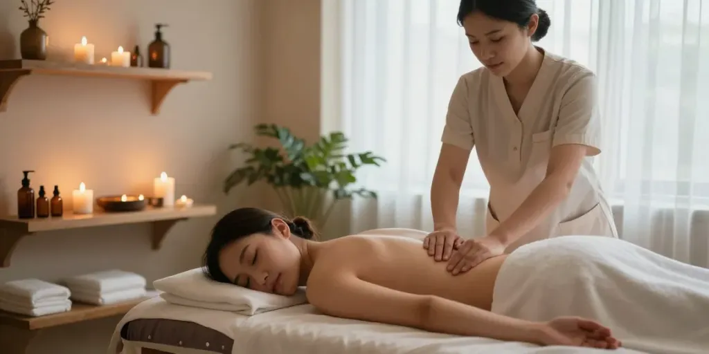 수원토닥이에서 편안한 여성 전용 마사지 환경을 제공하는 모습