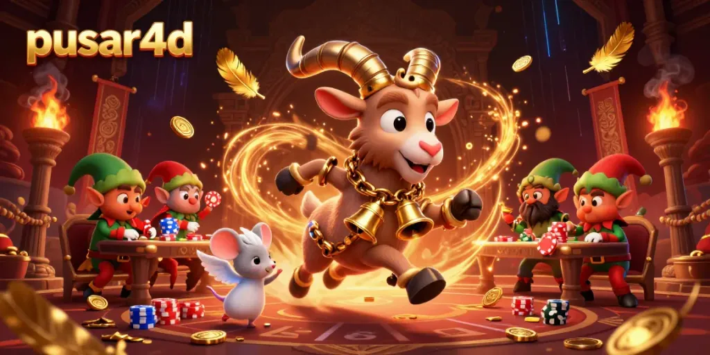 Pusar4d presents a festive yet spooky casino scene with Krampus and mischievous elves engaging in chaotic gameplay.