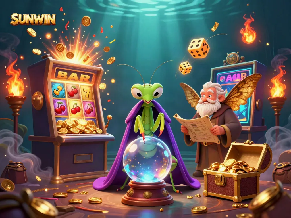 SUNWIN players experiencing vibrant casino action with 3D characters and a jackpot slot explosion