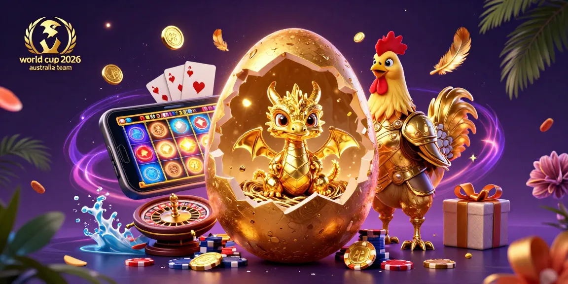 Bettors celebrate with the world cup 2026 australia team as golden gaming elements erupt around them, showcasing a blend of sports and casino excitement.