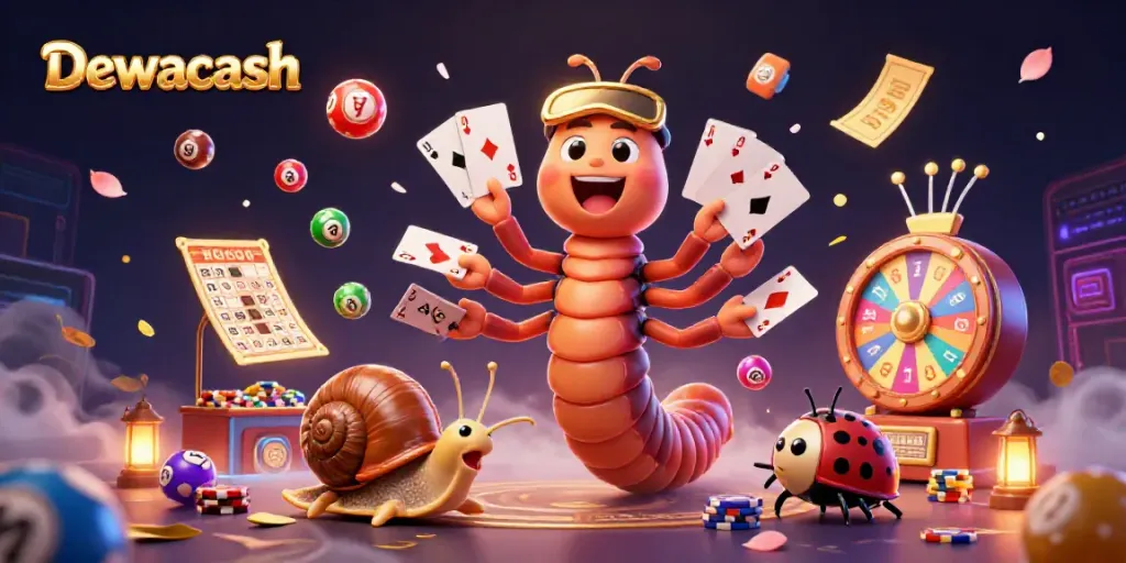 Dewacash showcases a lively gambling scene with cartoon characters and vibrant elements in action.