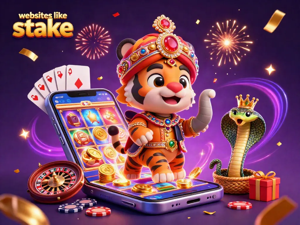Explore engaging gameplay on websites like stake with vibrant 3D casino visuals and app elements.