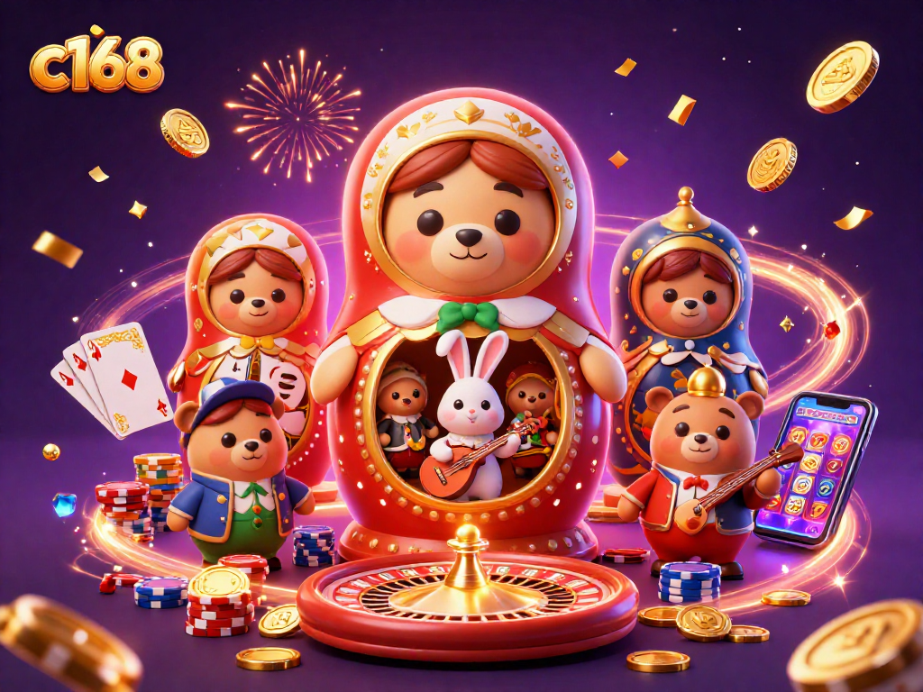 Experience the thrill of c168 gaming with vibrant casino elements and characters in action.