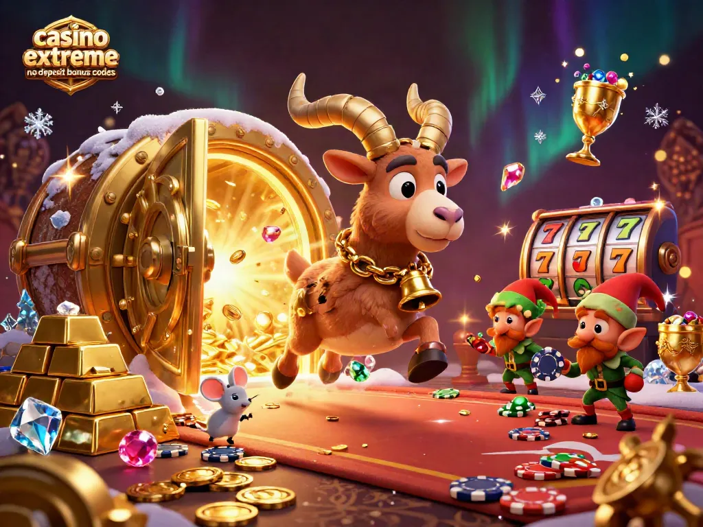 Win big with casino extreme no deposit bonus codes in a whimsical, festive casino scene