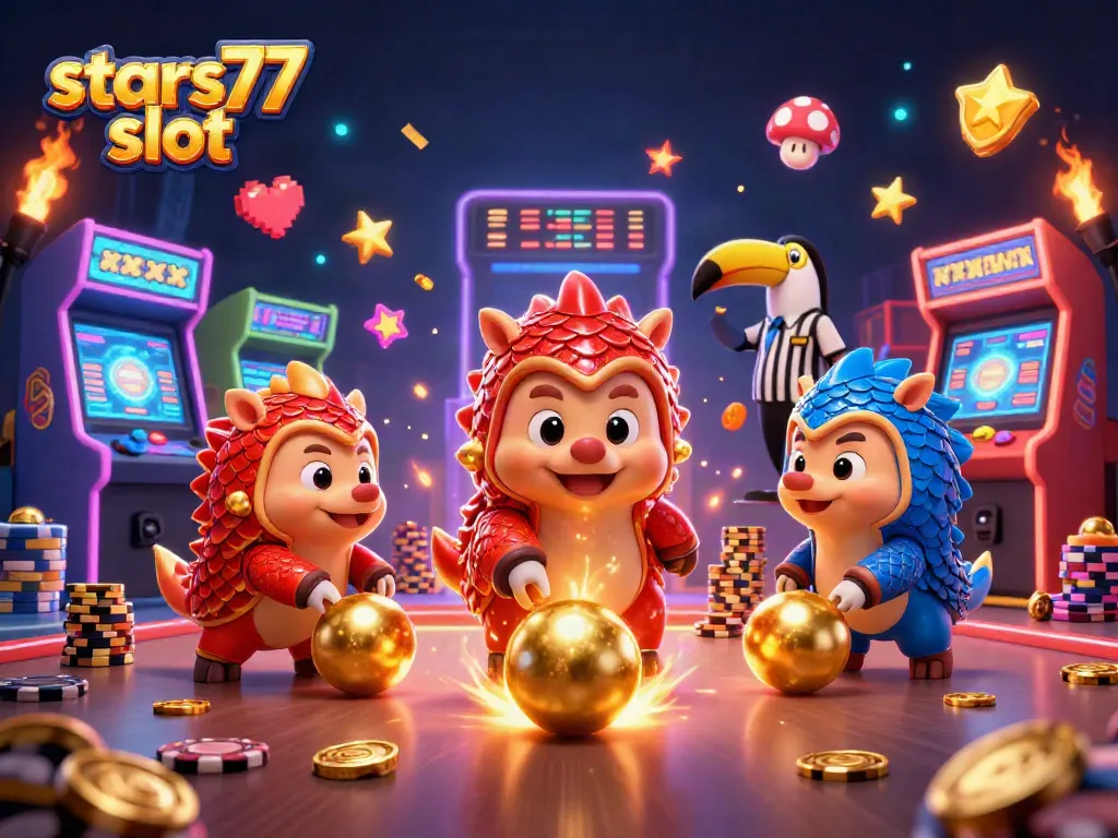 Permainan slot di stars77 slot menghadirkan pangolin berperang dan bola emas untuk judi yang menyenangkan.