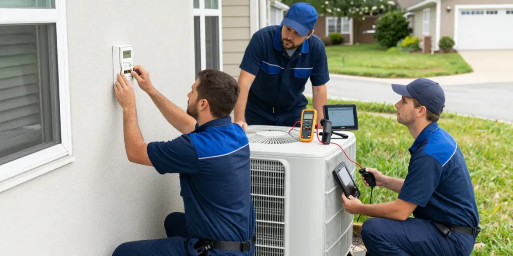 HVAC Business Software enabling technicians to streamline repair processes in a professional setting
