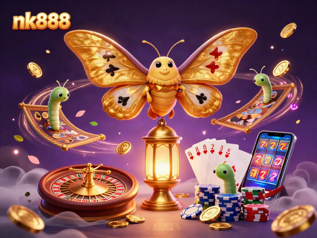 Win big with nk888 at this stunning 3D casino illustration filled with vibrant gaming elements.