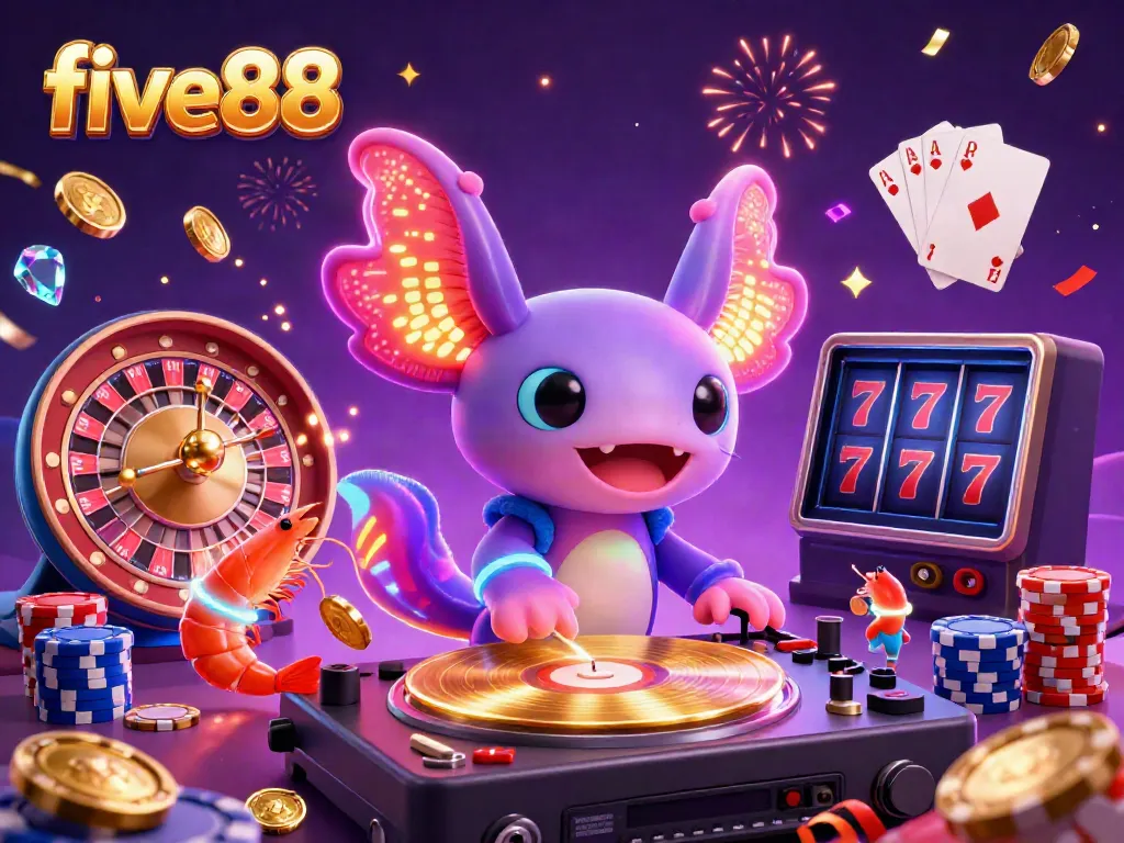 Gamers at five88 experience a vibrant underwater casino, featuring unique 3D characters and gaming elements.
