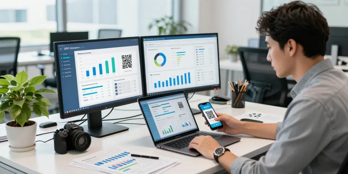 Analyzing slot qris transactions in a modern finance office setting.