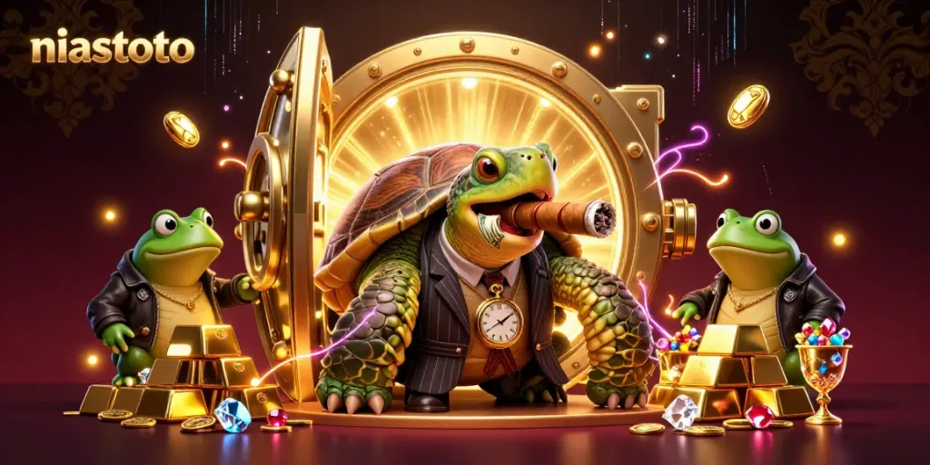 Experience high-speed gaming with niastoto; vibrant casino scene featuring treasures and characters in dynamic play.